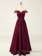 A-Line Green Off Shoulder Long Prom Dress, Green Formal Evening Dress