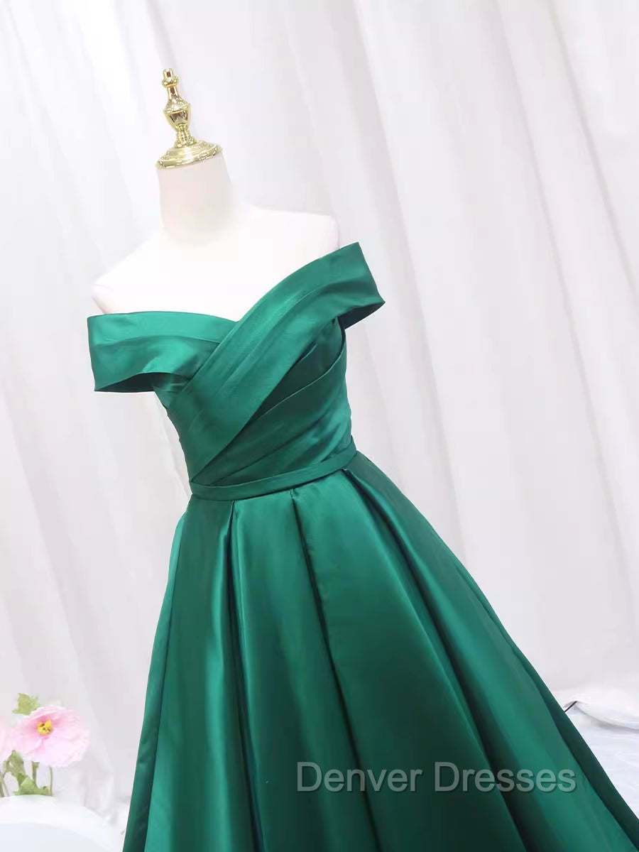 A-line Green Satin Sweetheart Formal Dress, Green Long Evening Dress Prom Dress Secondary image