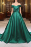 A-line Green Satin Sweetheart Formal Dress, Green Long Evening Dress Prom Dress