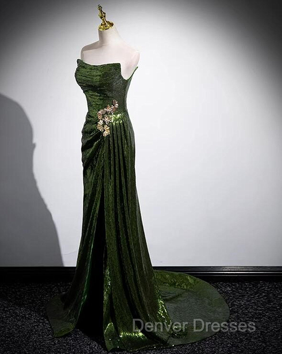 A-line Green Sequins Mermaid Long Party Dress, Mermaid Sequins Green Prom Dress Secondary image