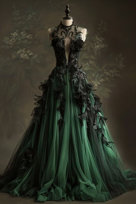 A Line Green Tulle Long Prom Dress, Formal Graduation Evening Dress Secondary image