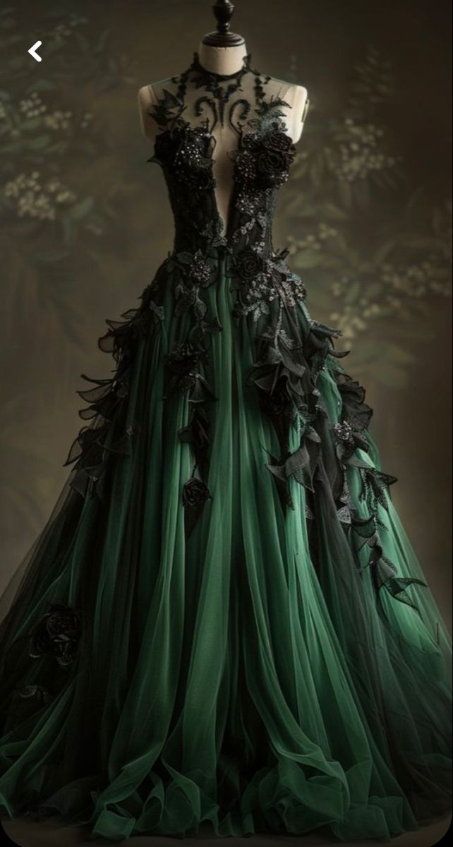 A Line Green Tulle Long Prom Dress, Formal Graduation Evening Dress