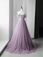 A-Line Green Tulle Long Prom Dress, Green Formal Evening Dress