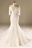 A-Line Half Sleeve Mermaid Lace Beaded Wedding Dress With Appliques