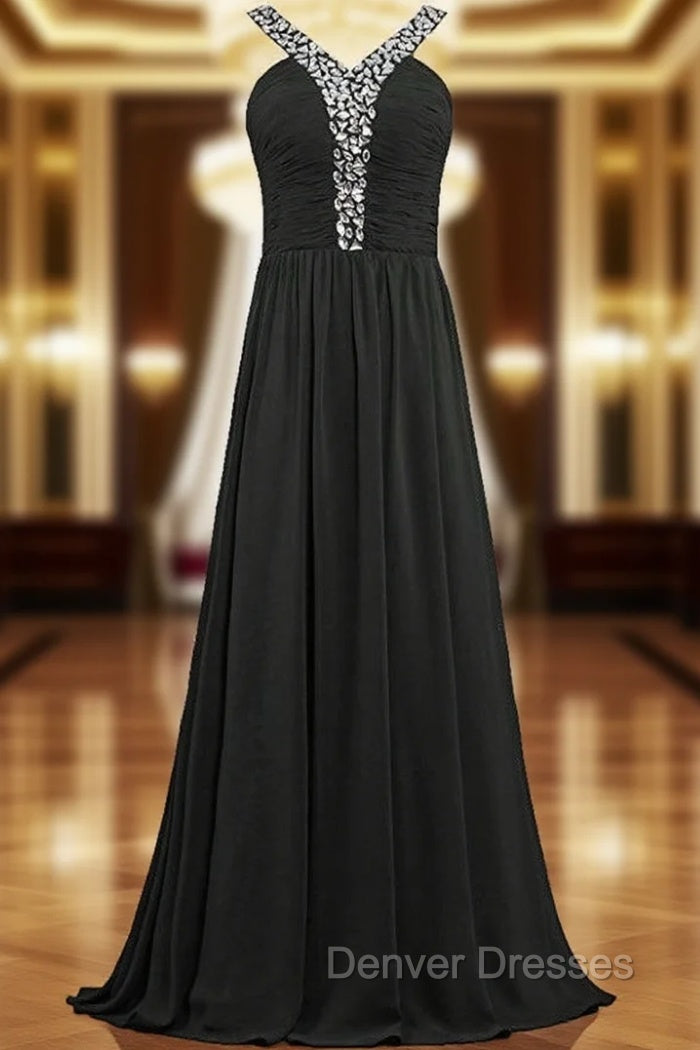 A-Line Halter Chiffon Pleats Bridesmaid Dress With Beading Main image