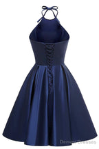 A-Line Halter Short Prom Dresses Cocktail Dresses