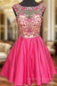 A-line Illusion Cap-sleeve Rhinestone Sweet Little Homecoming Dress