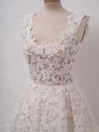 A-Line Ivory Lace Homecoming Dresses Square Neck Short Prom Dress