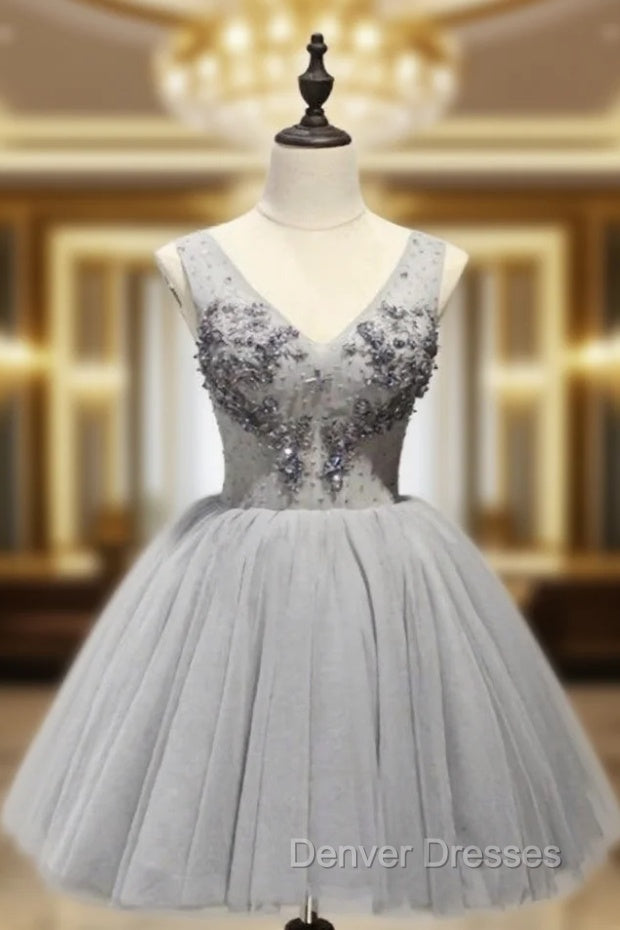 A-Line Lace Beaded Cocktail Dress V-Neck Homecoming Dress Main image