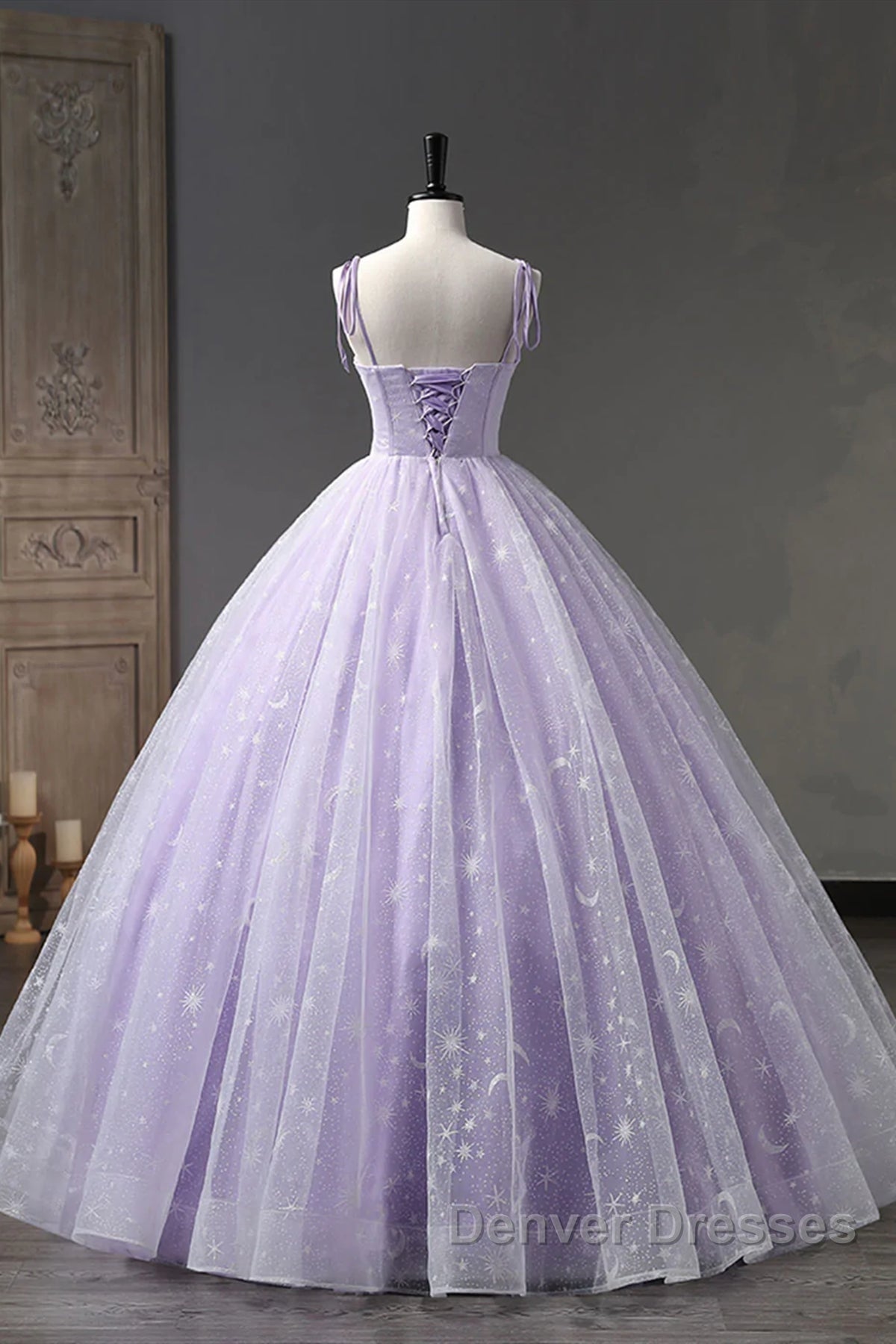 A Line Lilac Tulle Long Prom Dress, Lilac Long Formal Evening Dress Secondary image