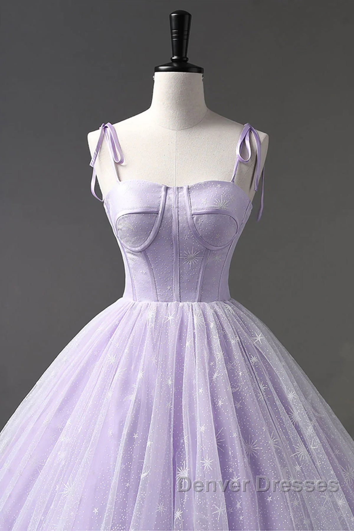 A Line Lilac Tulle Long Prom Dress, Lilac Long Formal Evening Dress