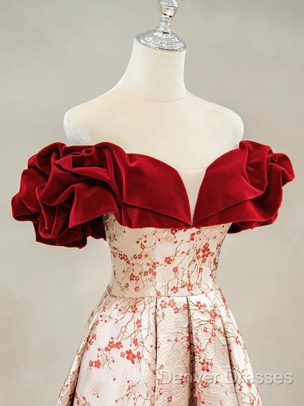 A-Line Off Shoulder Satin Long Prom Dress Evening Dress Elegant Beautiful Secondary image