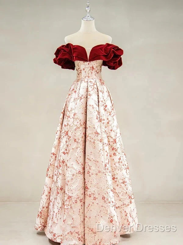 A-Line Off Shoulder Satin Long Prom Dress Evening Dress Elegant Beautiful