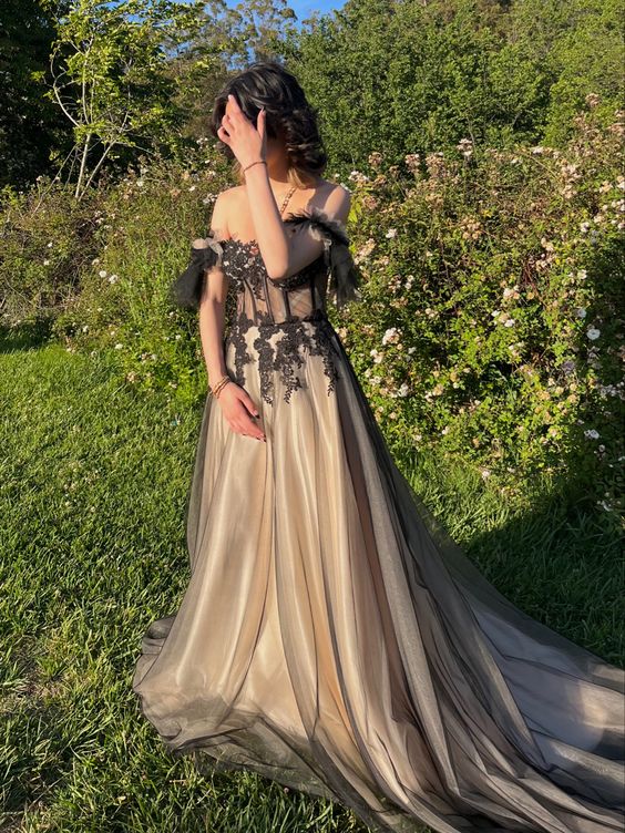 A Line Off The Shoulder Fashion Prom Dress, Long Evening Dress Secondary image