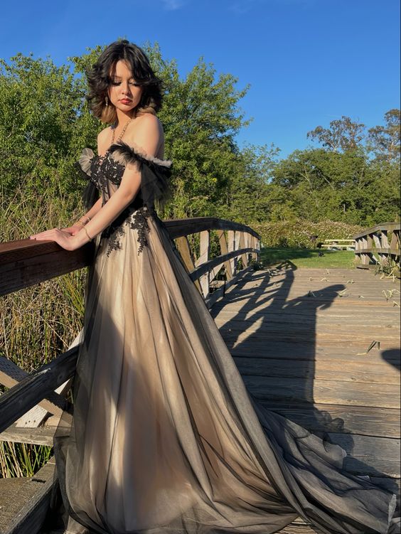 A Line Off The Shoulder Fashion Prom Dress, Long Evening Dress