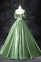 A-Line Off The Shoulder Formal Satin Long Evening Dress Prom Dress