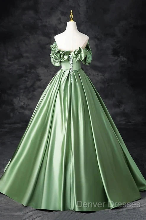 A-Line Off The Shoulder Formal Satin Long Evening Dress Prom Dress