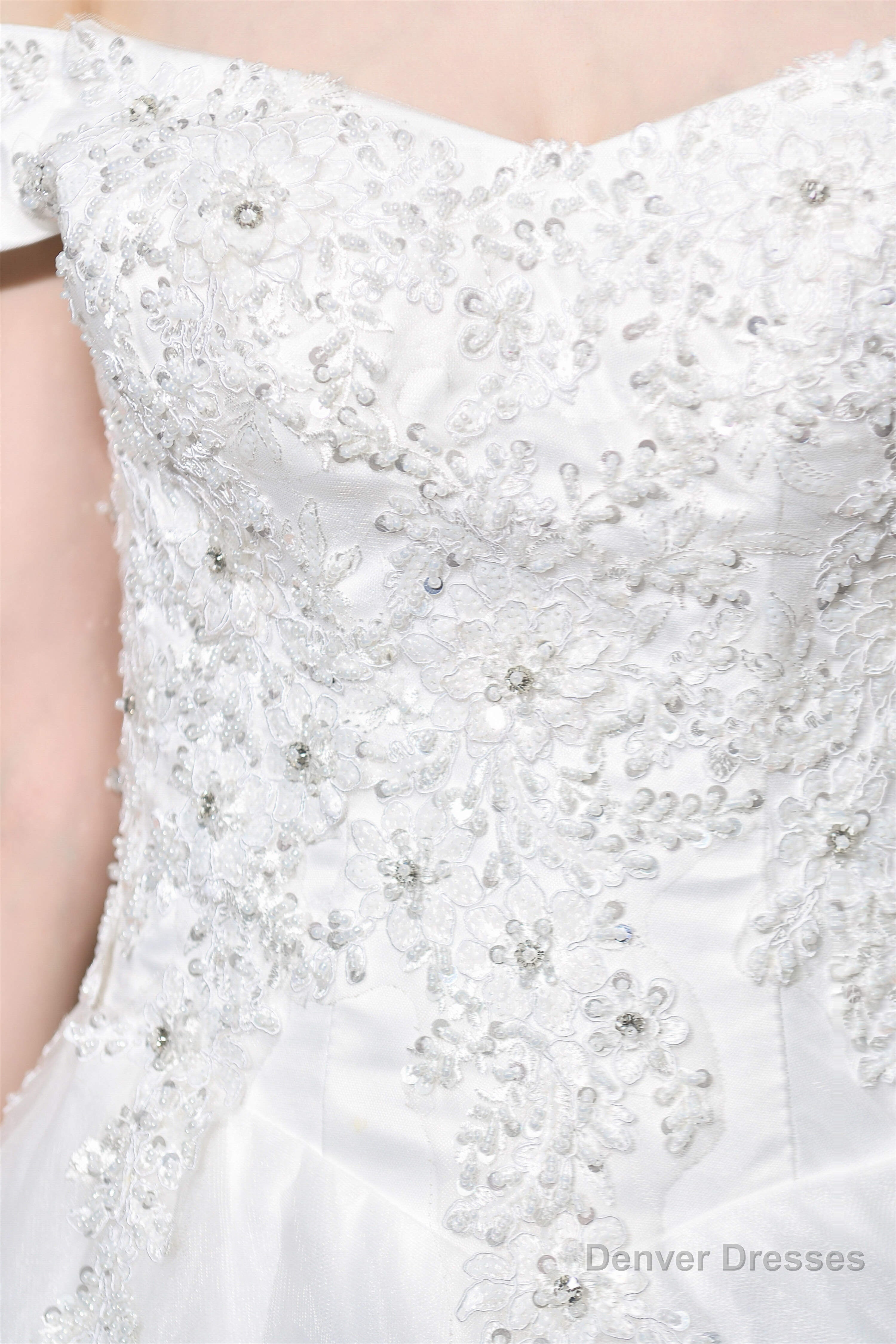 A-line Off the Shoulder Long Wedding Dresses