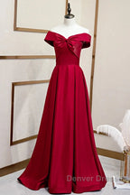 A-Line Off The Shoulder Prom Dress Pure Color Sexy Long