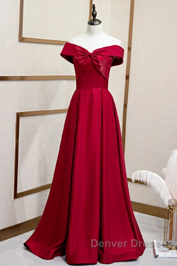 A-Line Off The Shoulder Prom Dress Pure Color Sexy Long Secondary image