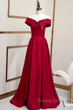 A-Line Off The Shoulder Prom Dress Pure Color Sexy Long