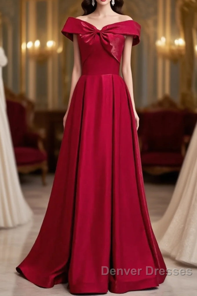 A-Line Off The Shoulder Prom Dress Pure Color Sexy Long