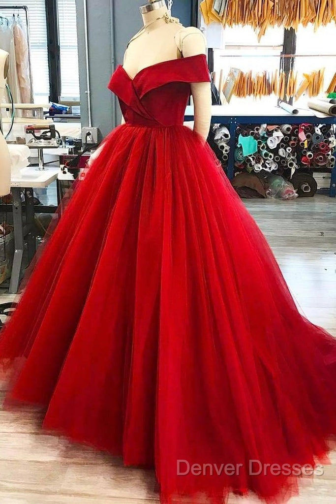 A Line Off The Shoulder Purple Tulle Prom Dress Long Evening Gown