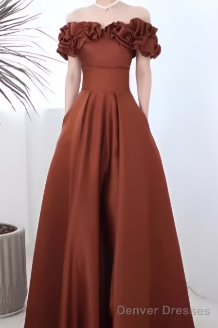 A line Off The Shoulder Satin Party Dress Long Prom Dress Main image