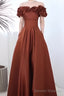 A line Off The Shoulder Satin Party Dress Long Prom Dress