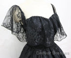 A-Line Off The Shoulder Short Black Lace Homecoming Dress