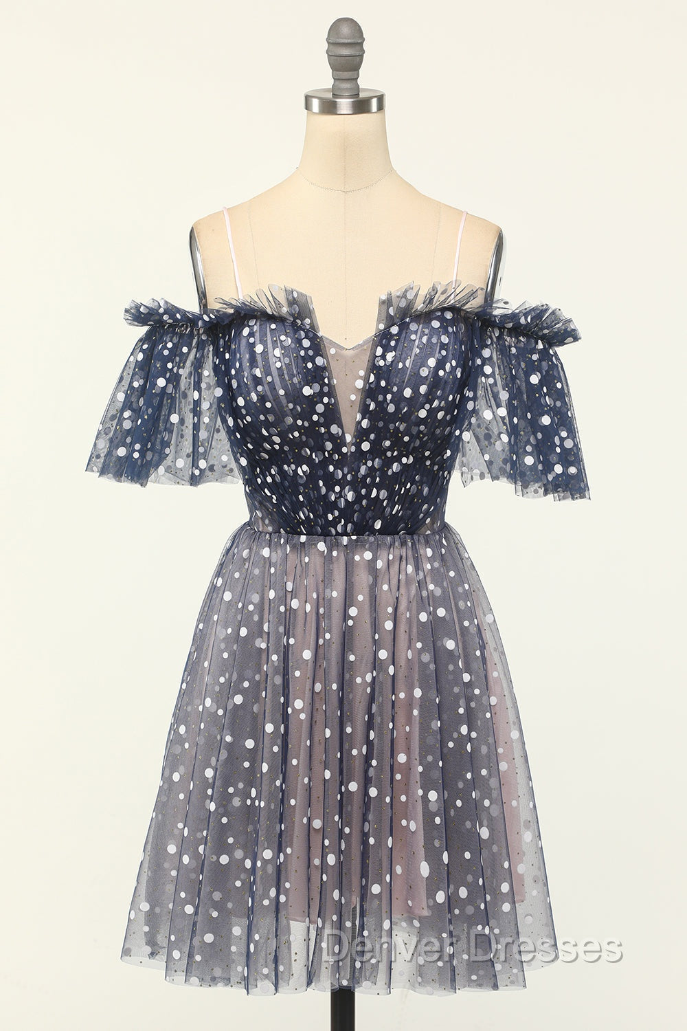 A-line Off-the-shoulder Tulle Short/Mini Short Prom Dress With Ruffles