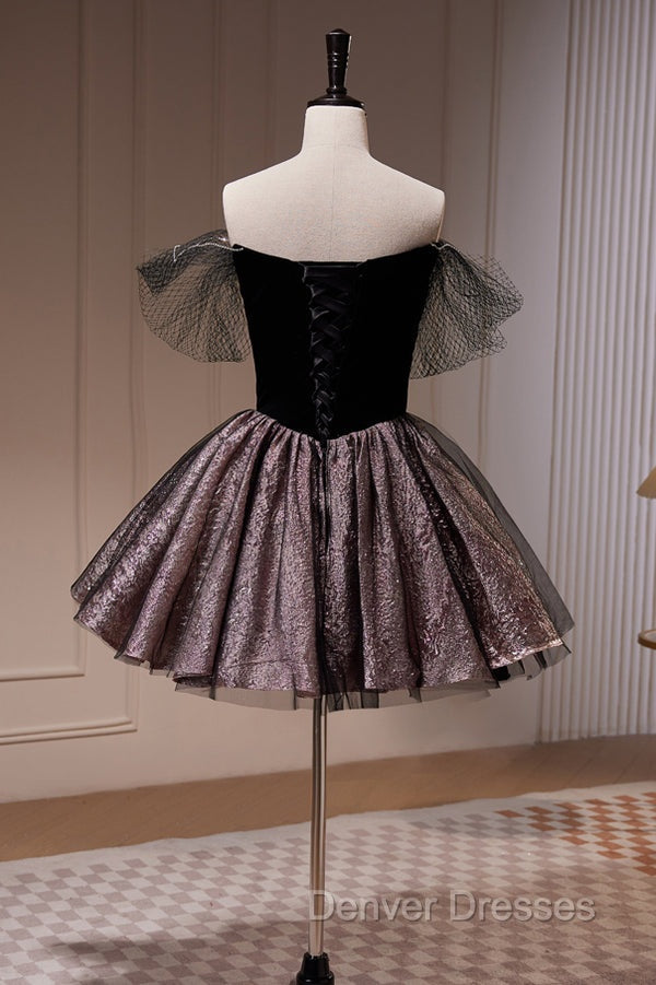 A Line Off the Shoulder Tulle Short Prom Dress, New Style Homecoming Gown Secondary image