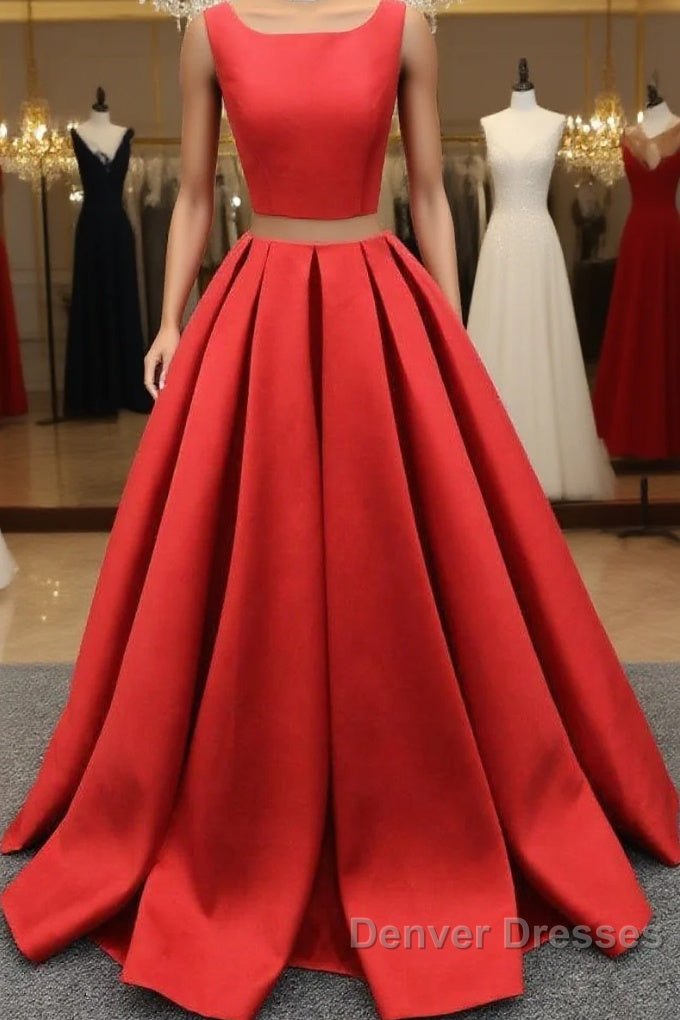 A Line One-Piece Jewel Open Back Long Prom Dress Main image