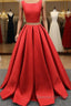 A Line One-Piece Jewel Open Back Long Prom Dress