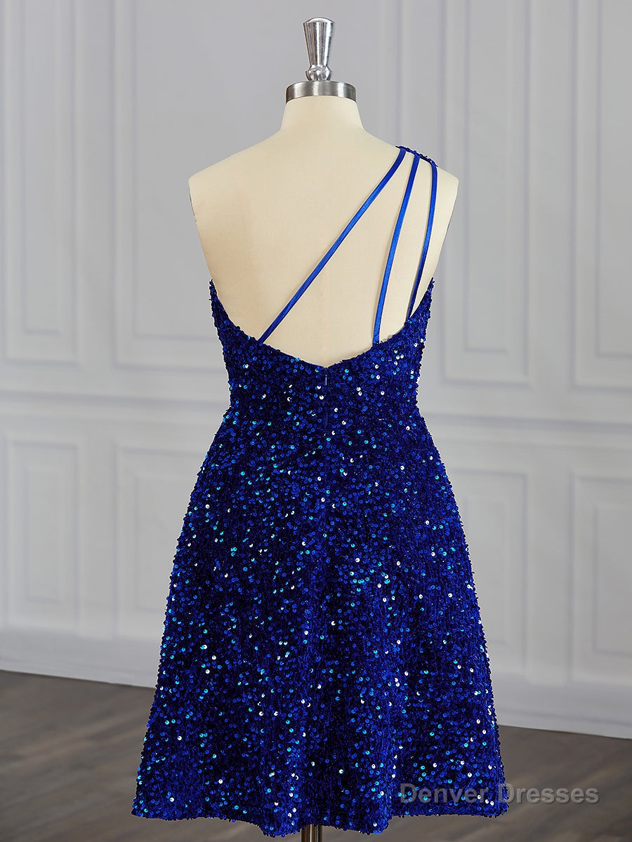 A-line One-Shoulder Sequin Short/Mini Velvet Sequins Dress Secondary image