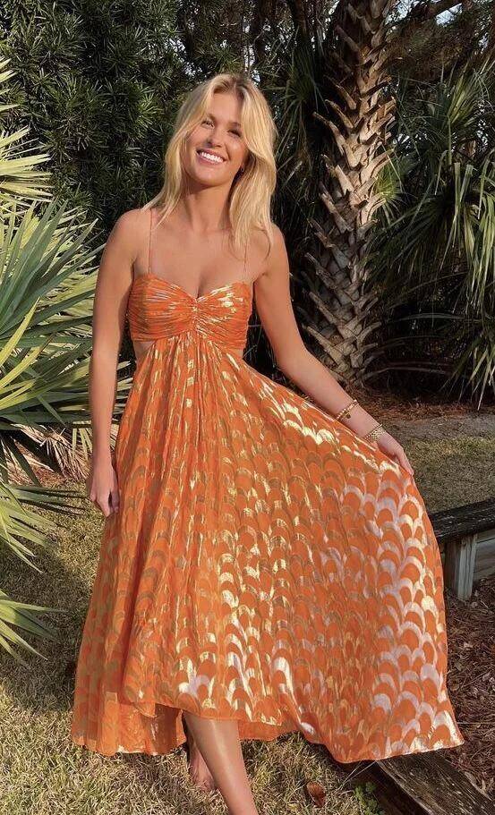 A-Line Orange Prom Dress Fashion Party Evening Dress Main image