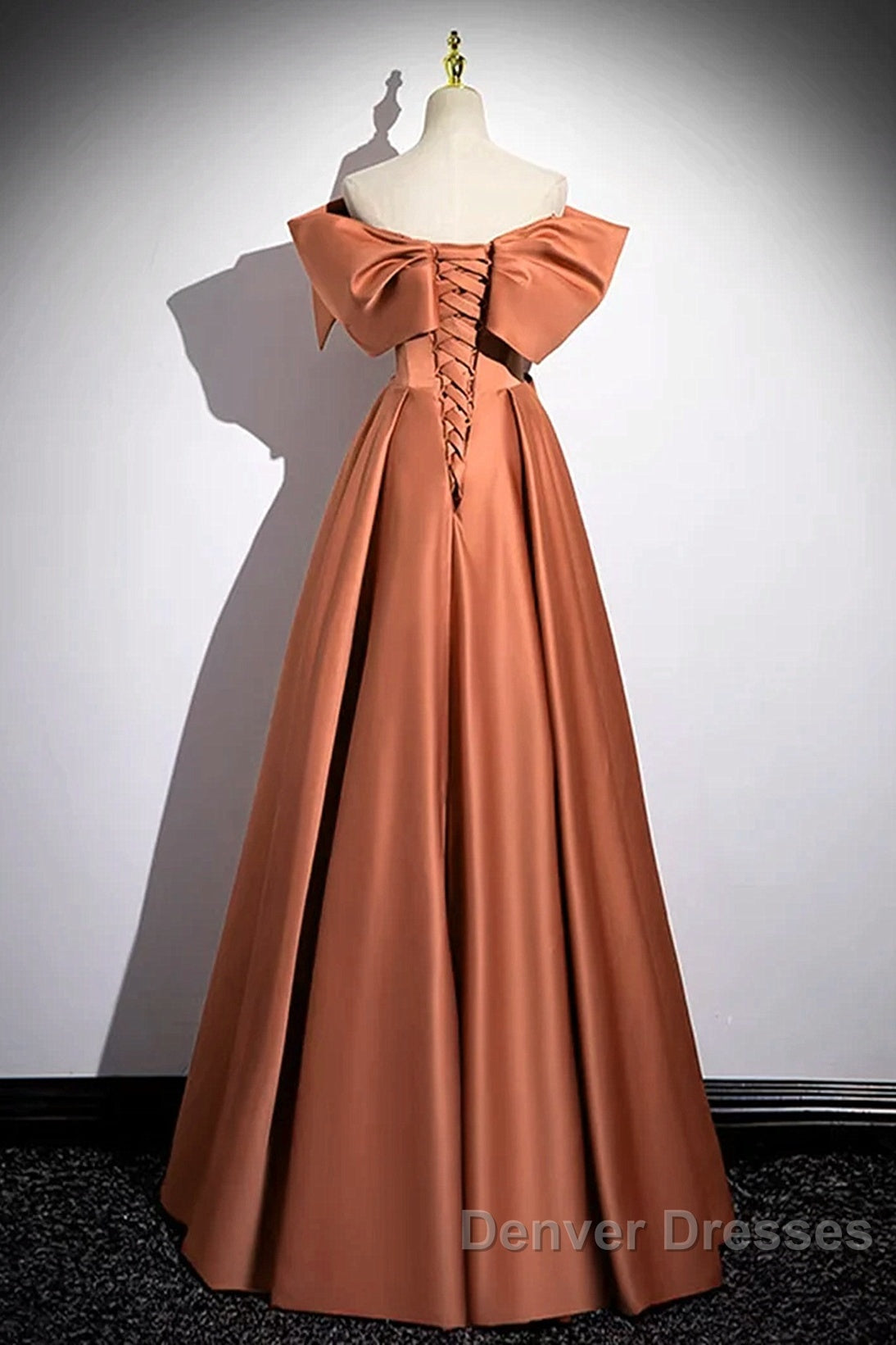 A-Line Orange Satin Beaded Sweetheart Prom Dress, Orange Long Evening Dress Secondary image