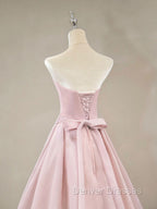 A Line Pink Long Prom Dress, Formal Pink Bridesmaid Dress
