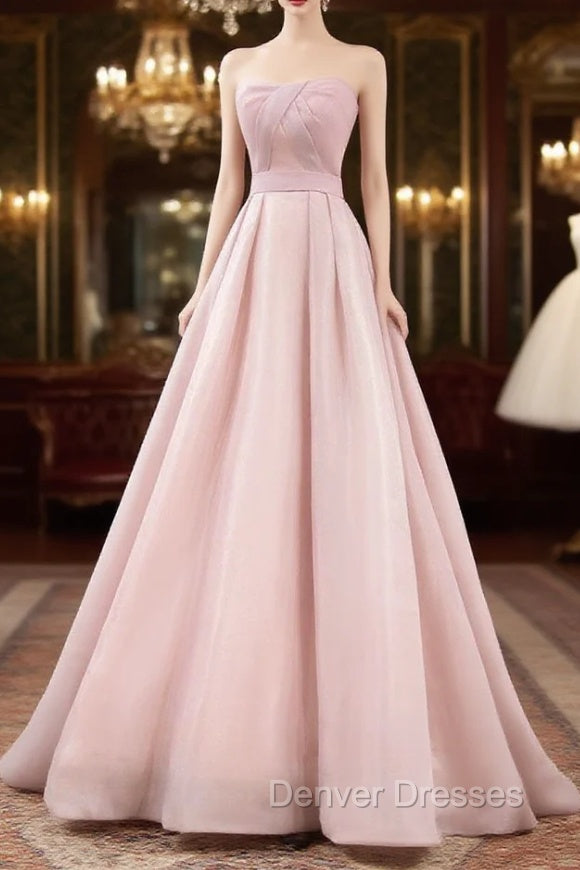 A Line Pink Long Prom Dress, Formal Pink Bridesmaid Dress Main image