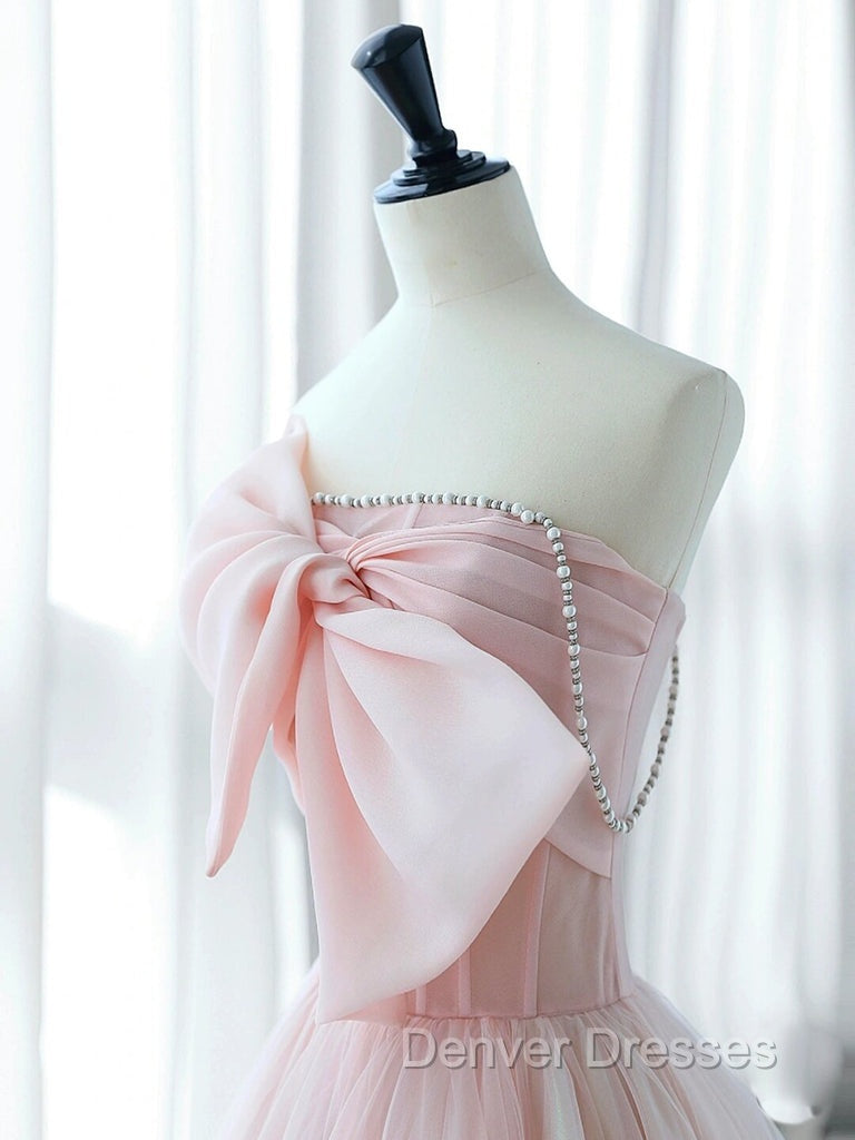 A-Line Pink Organza Long Prom Dress, Pink Long Formal Dress Secondary image