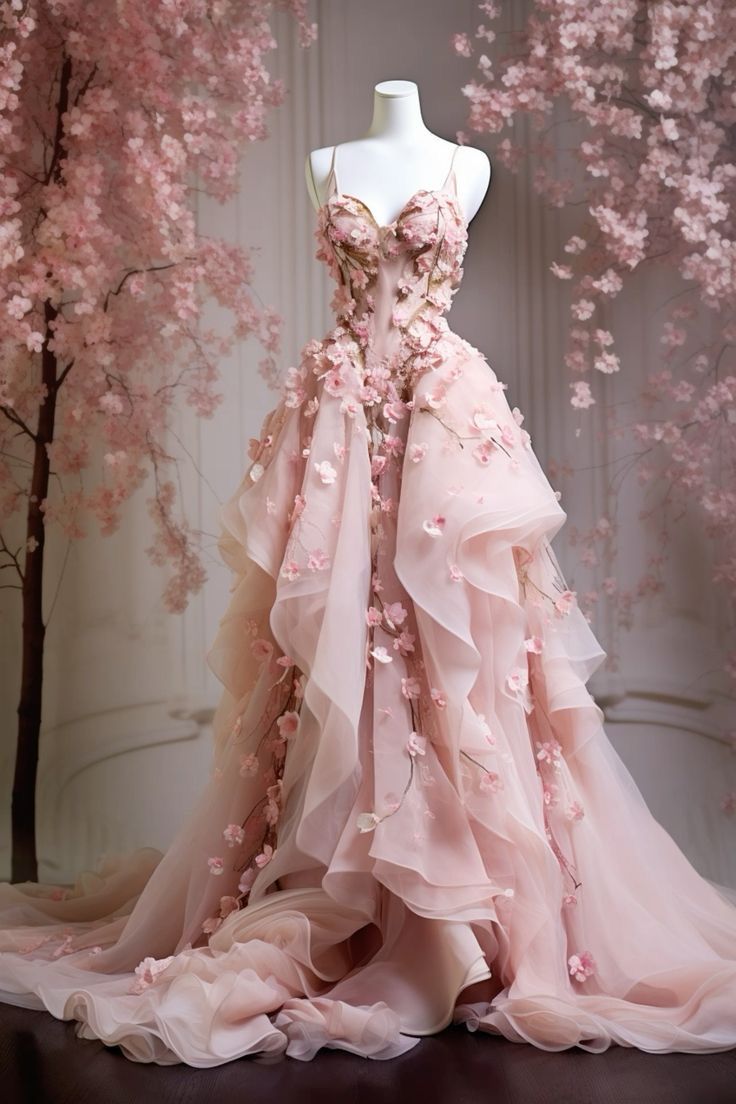 A Line Pink Tulle Long Prom Dress, Evening Formal Dress Secondary image