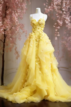 A Line Pink Tulle Long Prom Dress, Evening Formal Dress