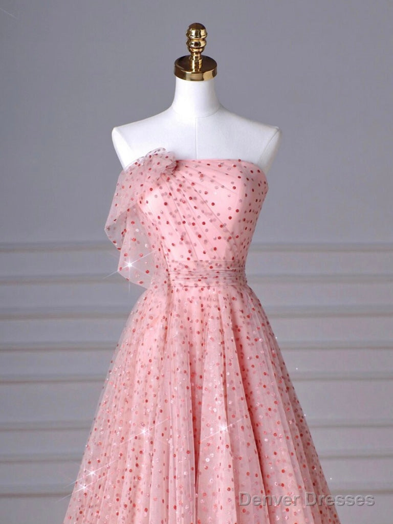 A-Line Pink Tulle Long Prom Dress, Pink Long Formal Dress Secondary image
