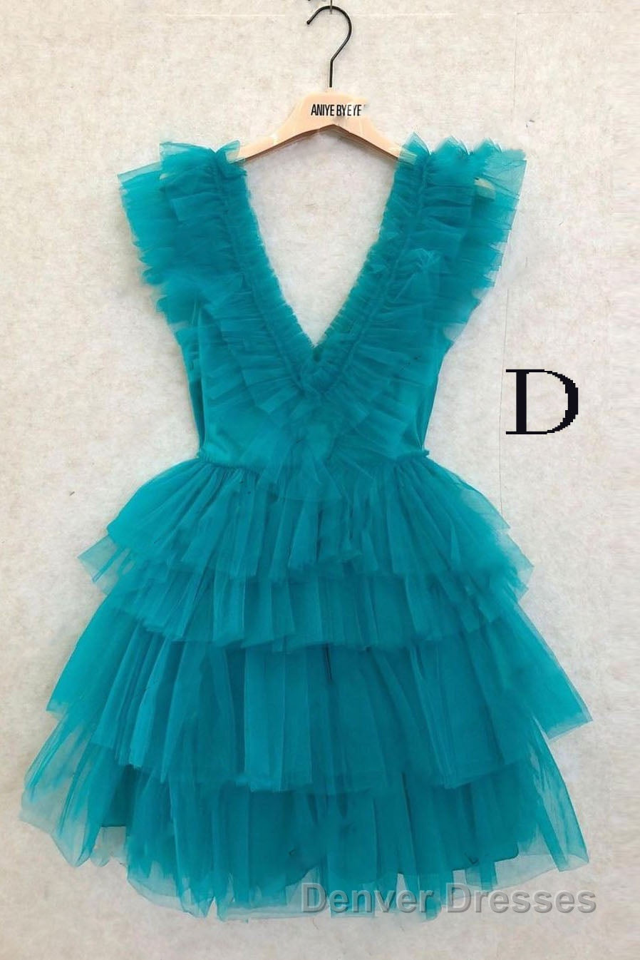 A Line Pink V Neck Tiered Homecoming Dress,Tulle Short Prom Party Dress