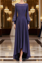 A-Line/Princess Bateau Asymmetrical Chiffon Mother of the Bride Dress