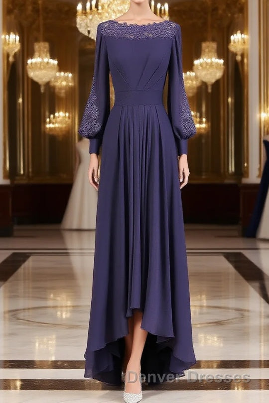 A-Line/Princess Bateau Asymmetrical Chiffon Mother of the Bride Dress Main image