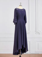 A-Line/Princess Bateau Asymmetrical Chiffon Mother of the Bride Dress