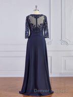 A-Line/Princess Bateau Floor-Length Chiffon Mother of the Bride Dress With Appliques Lace