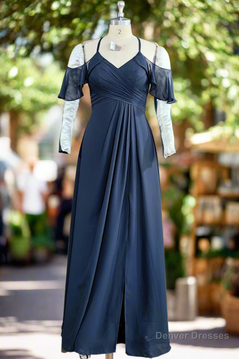 A-Line/Princess Chiffon Ruffles Off-the-Shoulder Sleeveless Floor-Length Bridesmaid Dresses Secondary image