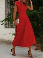 A-Line/Princess Jewel Sleeveless Stretch Crepe Mother of the Bride Dresses With Ruffles